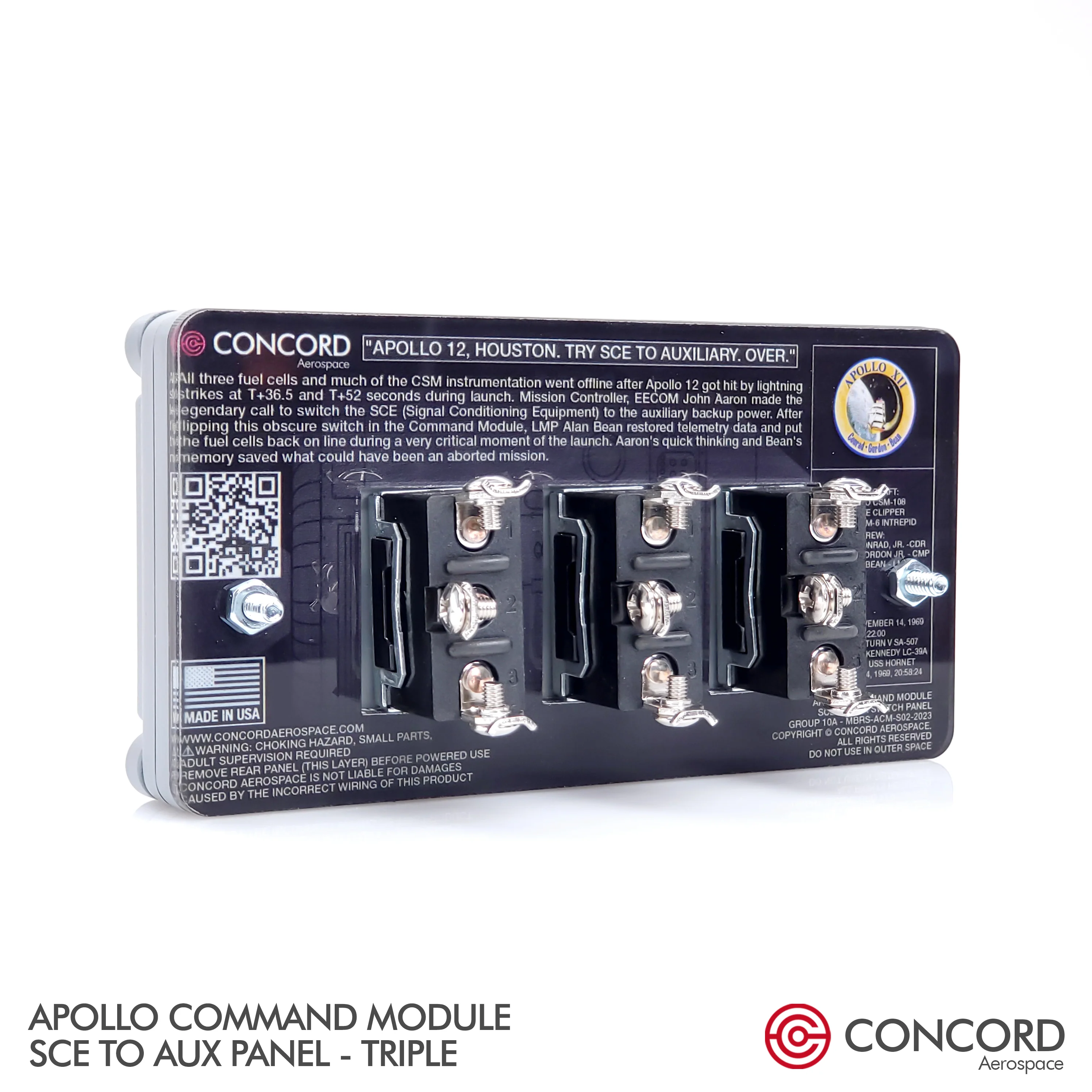 APOLLO COMMAND MODULE TRIPLE SWITCH PANEL - SCE to AUX - Image 15